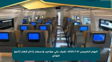 اليوم الخميس 31-7-2025: تعرف على مواعيد وأسعار تذاكر قطار تالجو الفاخر